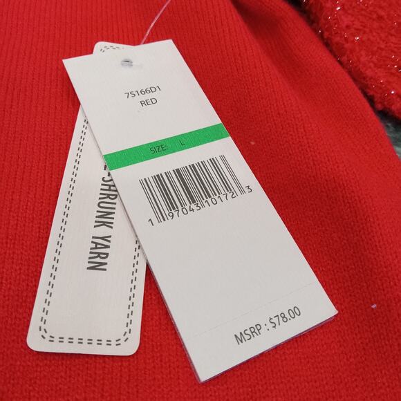 Nanette Lapore Puff Balloon Sparkle Sleeve Crewneck Sweater NWT Red - Picture 3 of 11